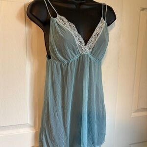 Light Blue Lace-Trim Women's Chemise Nightgown